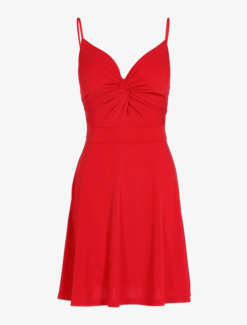 Kleid mit verdrehtem Herzausschnitt - Rot