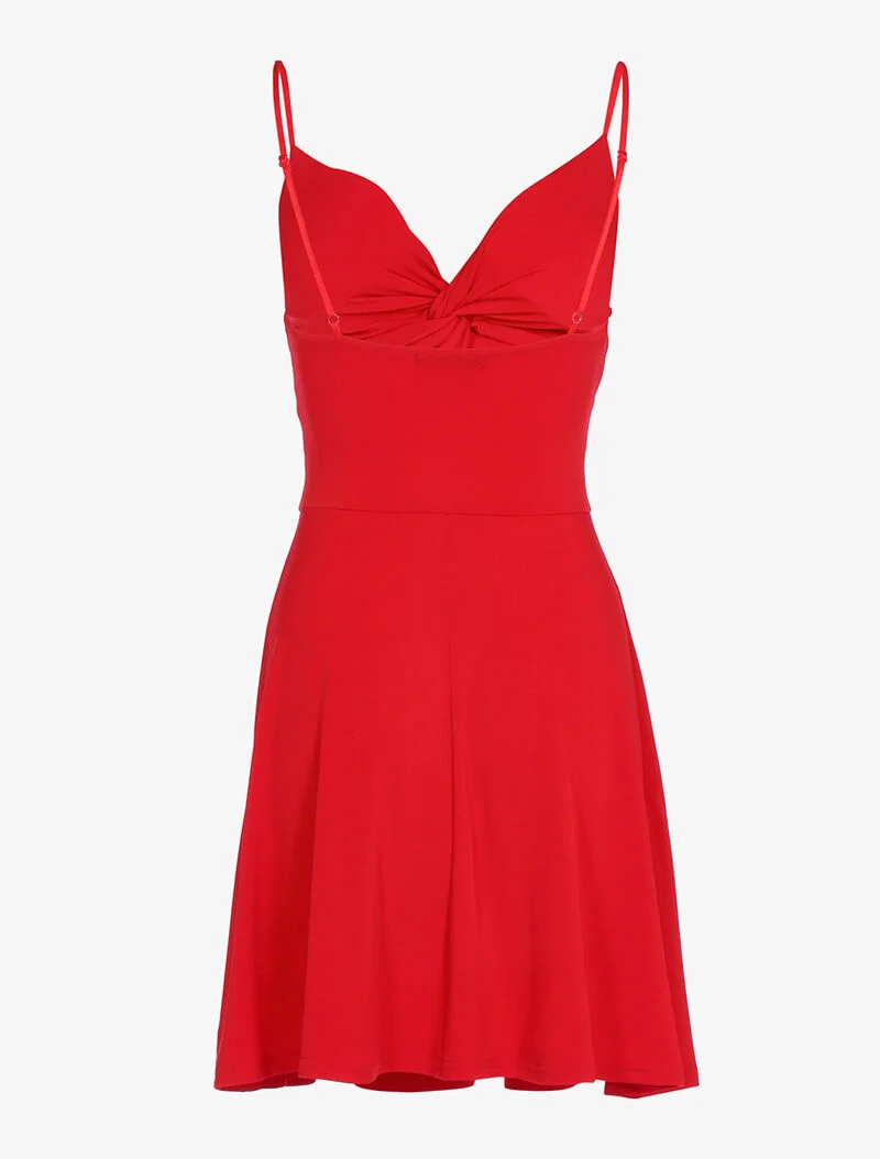 Kleid mit verdrehtem Herzausschnitt - Rot