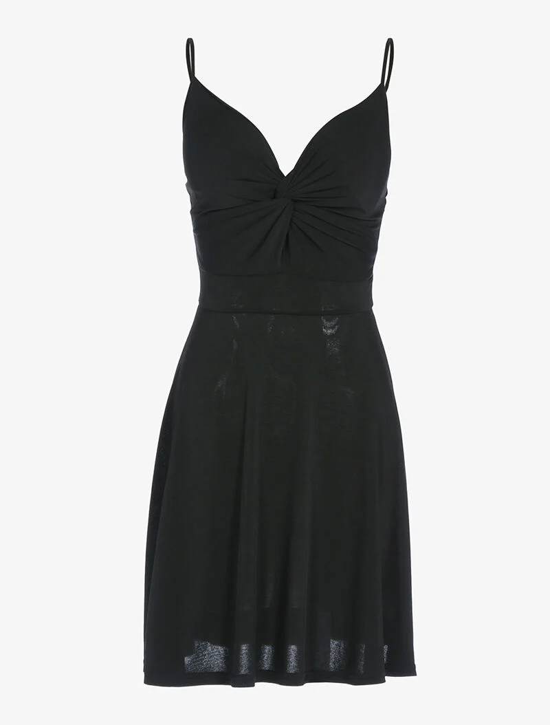 Kleid mit verdrehtem Herzausschnitt - schwarz
