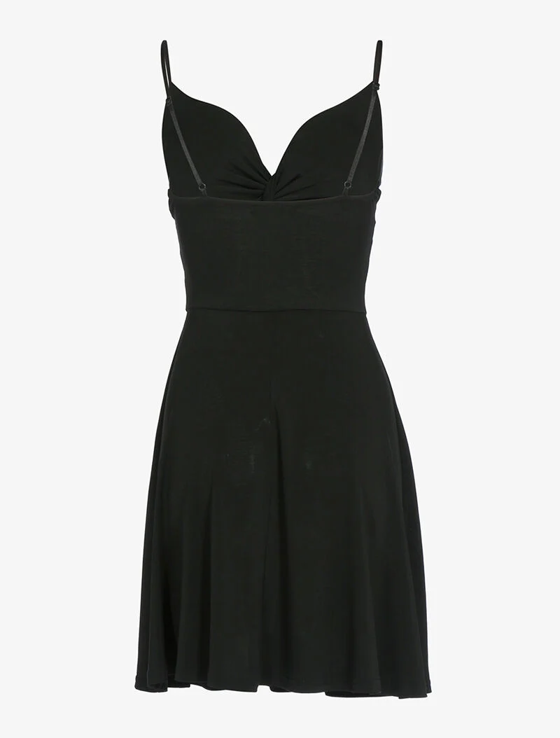 Kleid mit verdrehtem Herzausschnitt - schwarz
