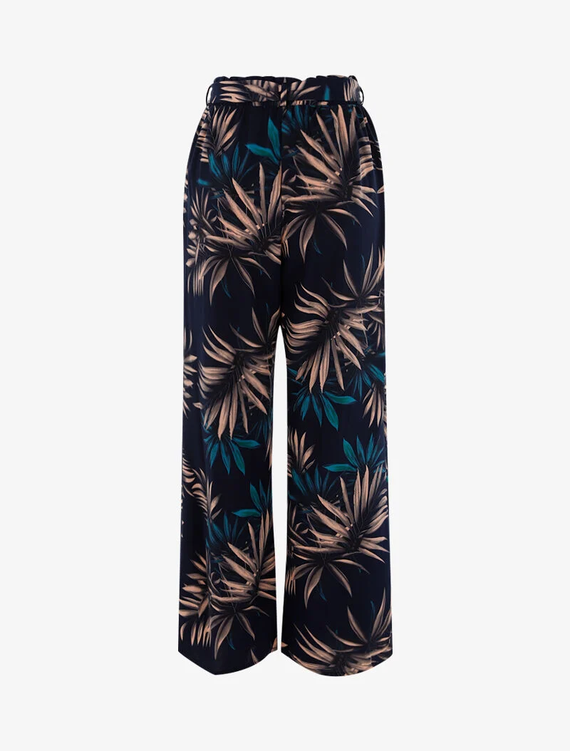 Hose mit Blätterdruck - marine/schwarz