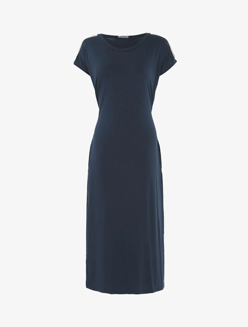 T-Shirt-Kleid mit irisierenden Streifen - Marine