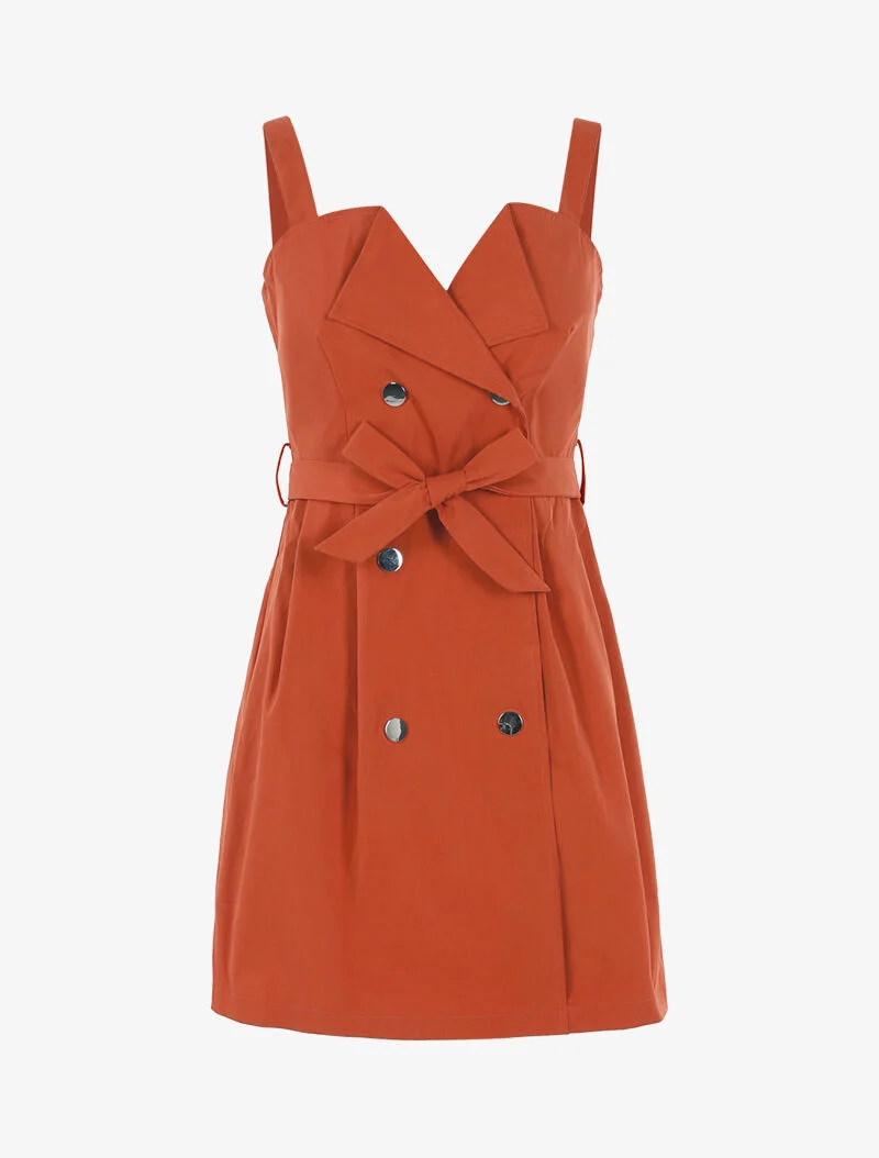 Kleid mit dekorativen Knöpfen - Ziegelstein