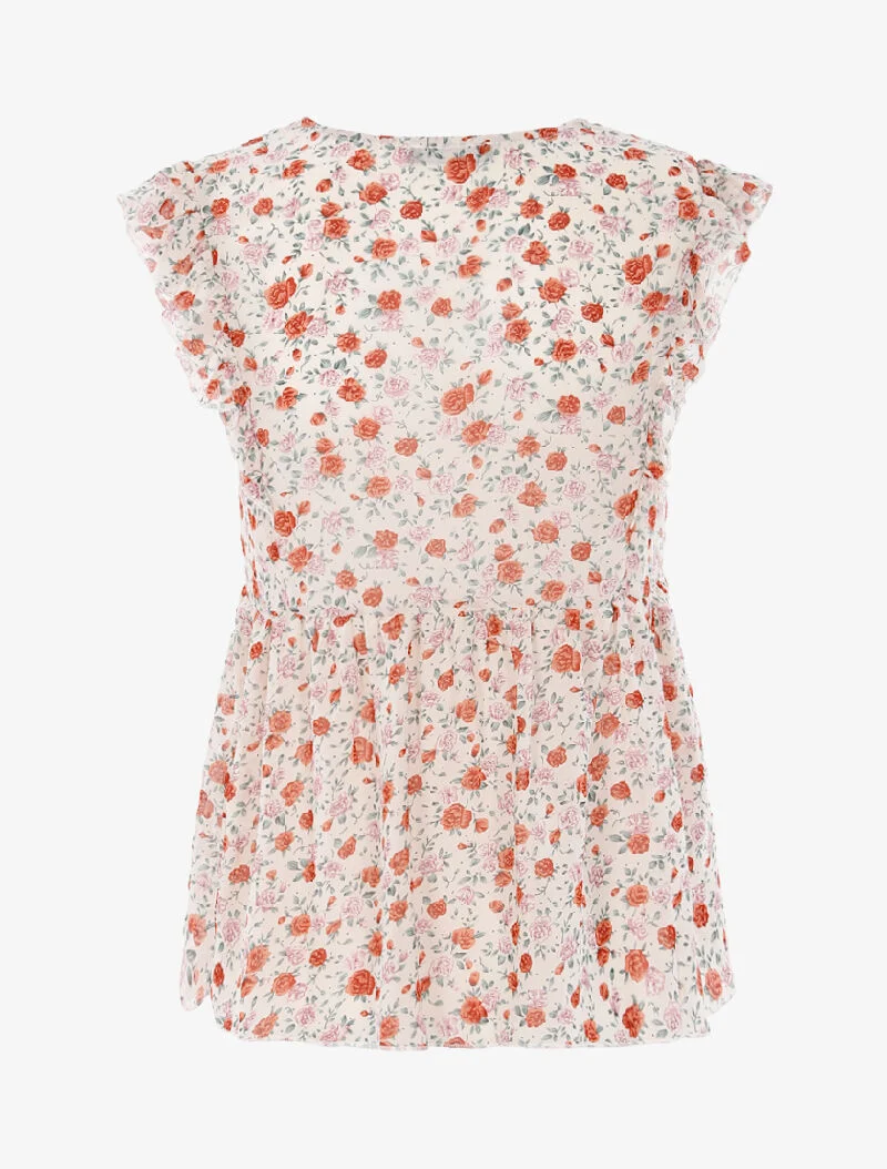 Blumiges transparentes Top - beige