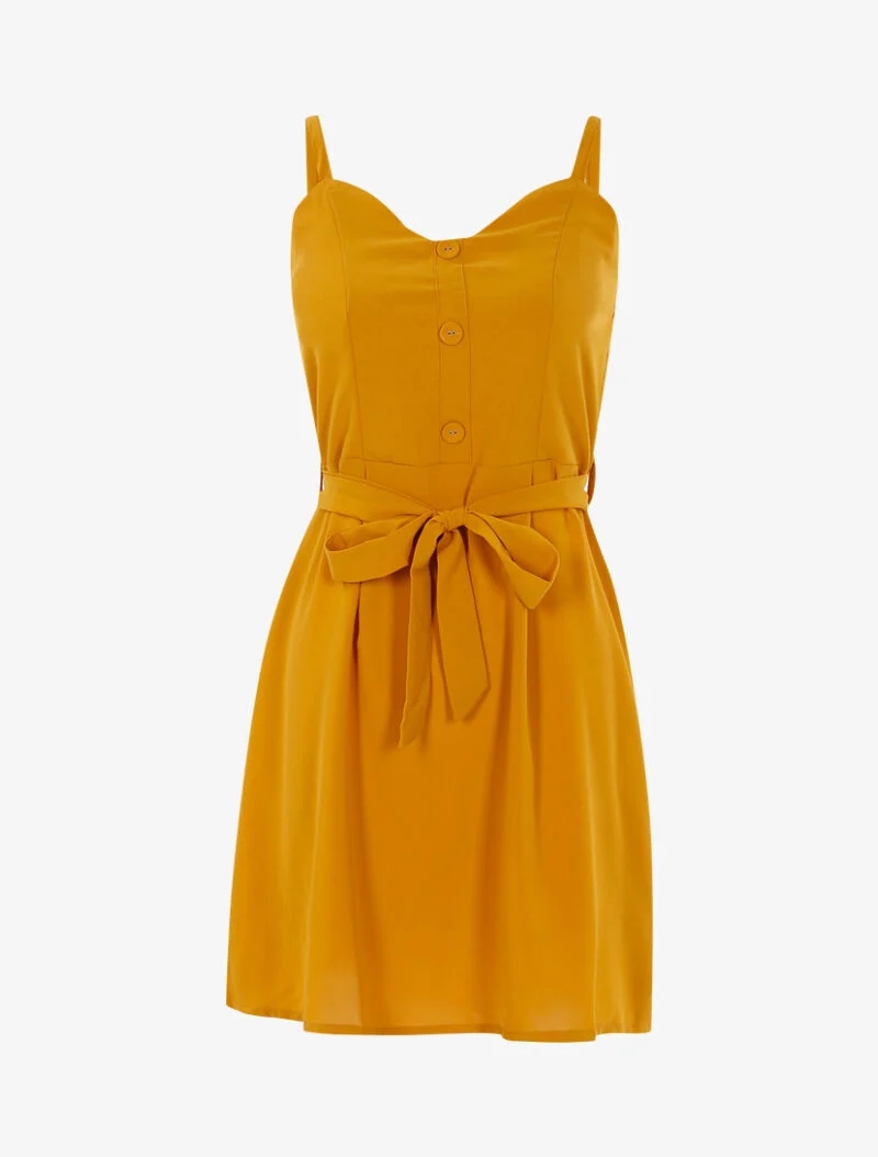Kleid mit dekorativer Knopfleiste - gelb