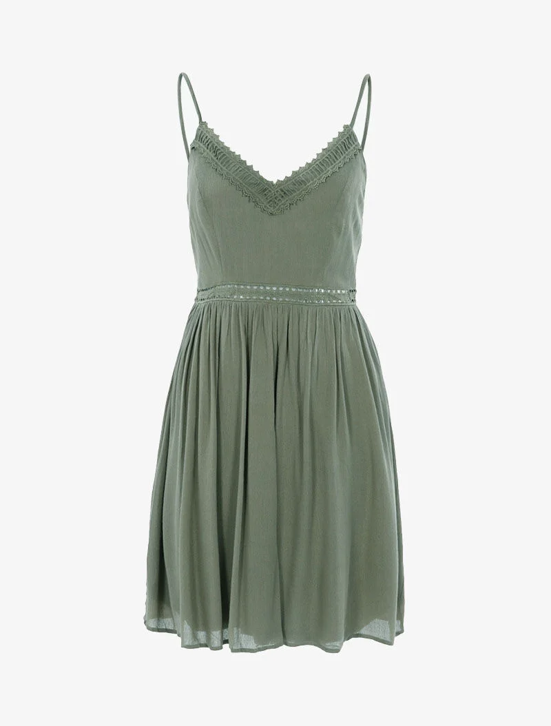 Kleid mit Häkel-Details - Kaki