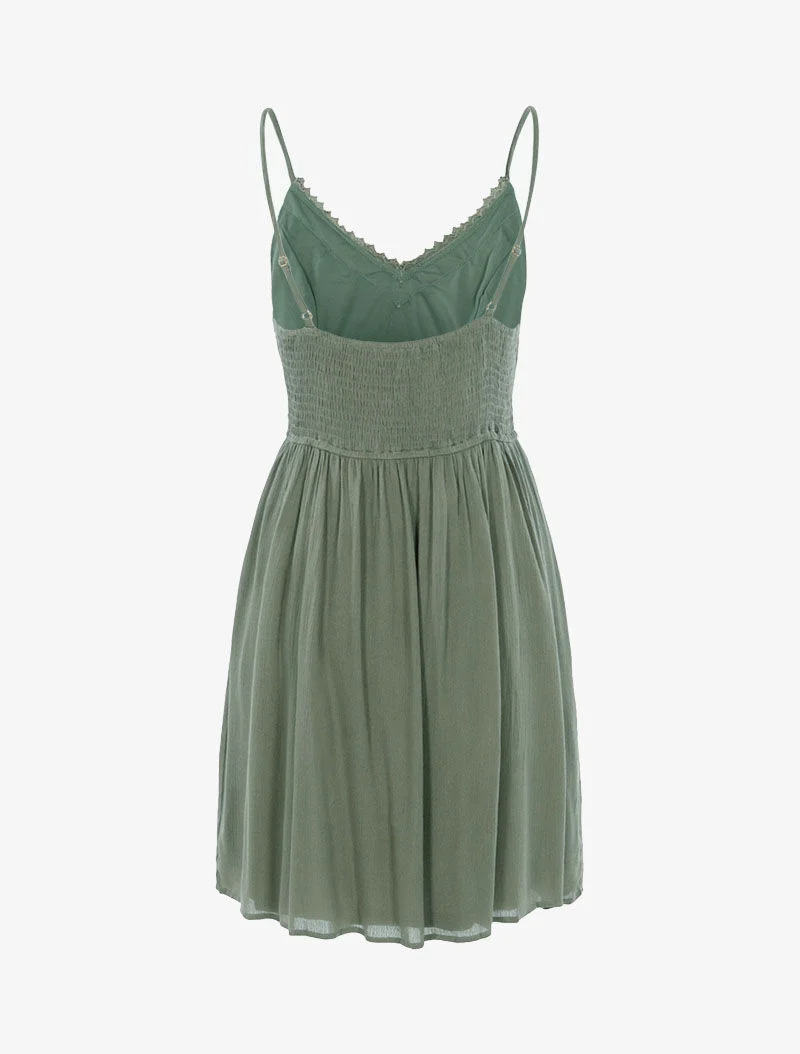 Kleid mit Häkel-Details - Kaki