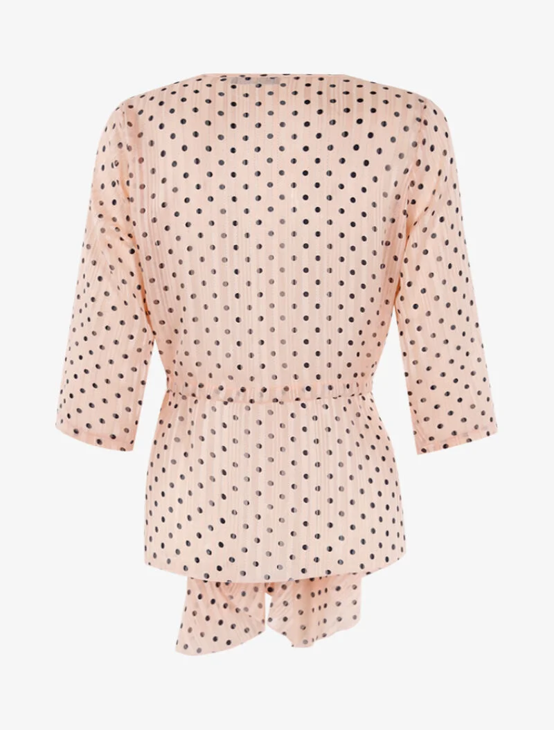 Oberteil im Tunika-Stil mit Punktmuster - Rosa/Schwarz