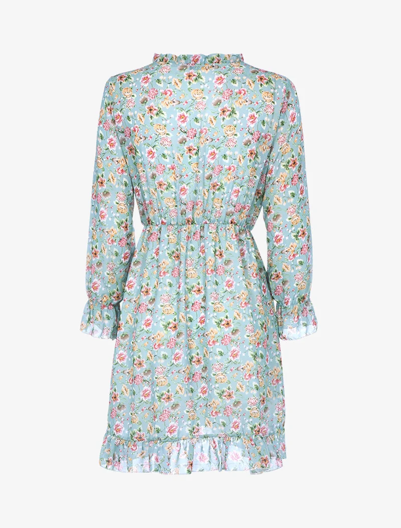 Wickelkleid mit Frühlingsmuster - Grün
