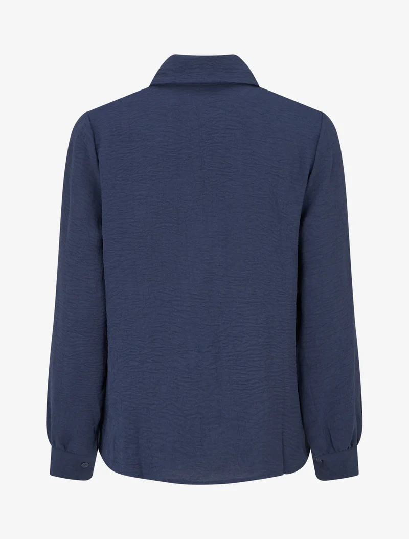 Einfarbige Bluse mit Stickereien - Marine