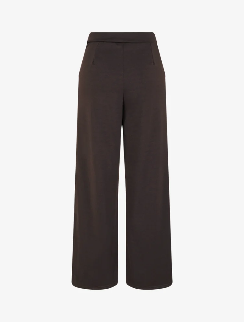 Fließende Hose mit Knopfleiste am Bund. - Dunkelbraun