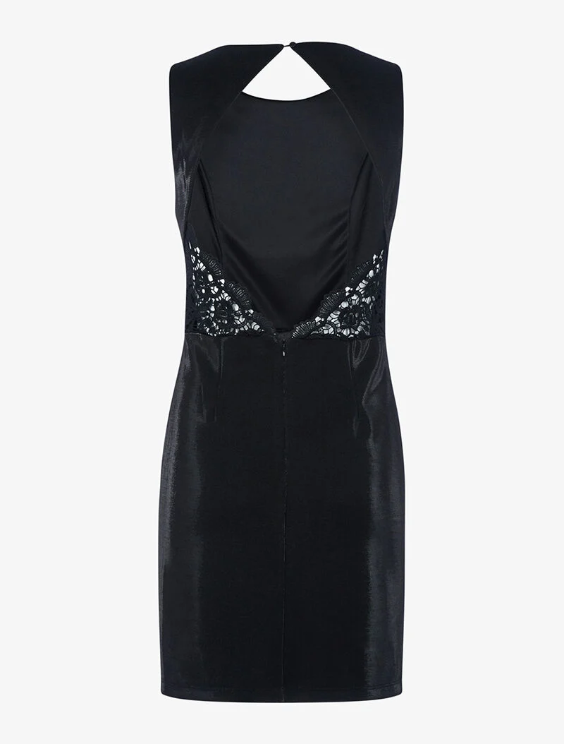 Abendkleid mit Spitzenrücken - schwarz