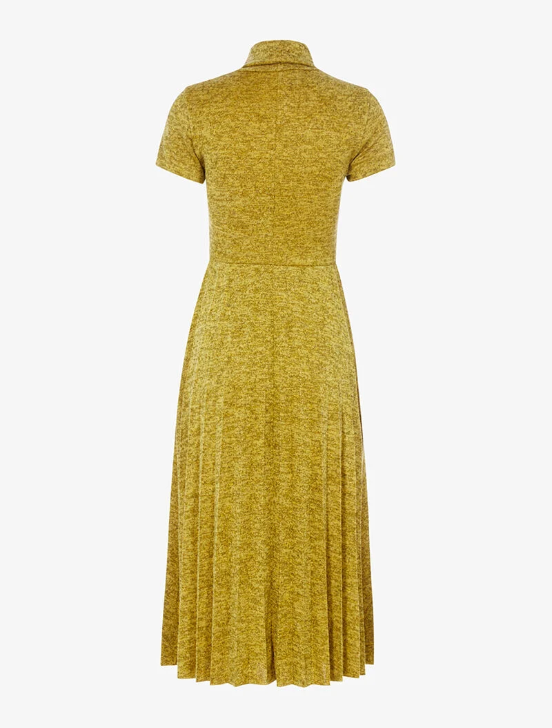 Waffelkleid im Tweed-Look - melierte Senf