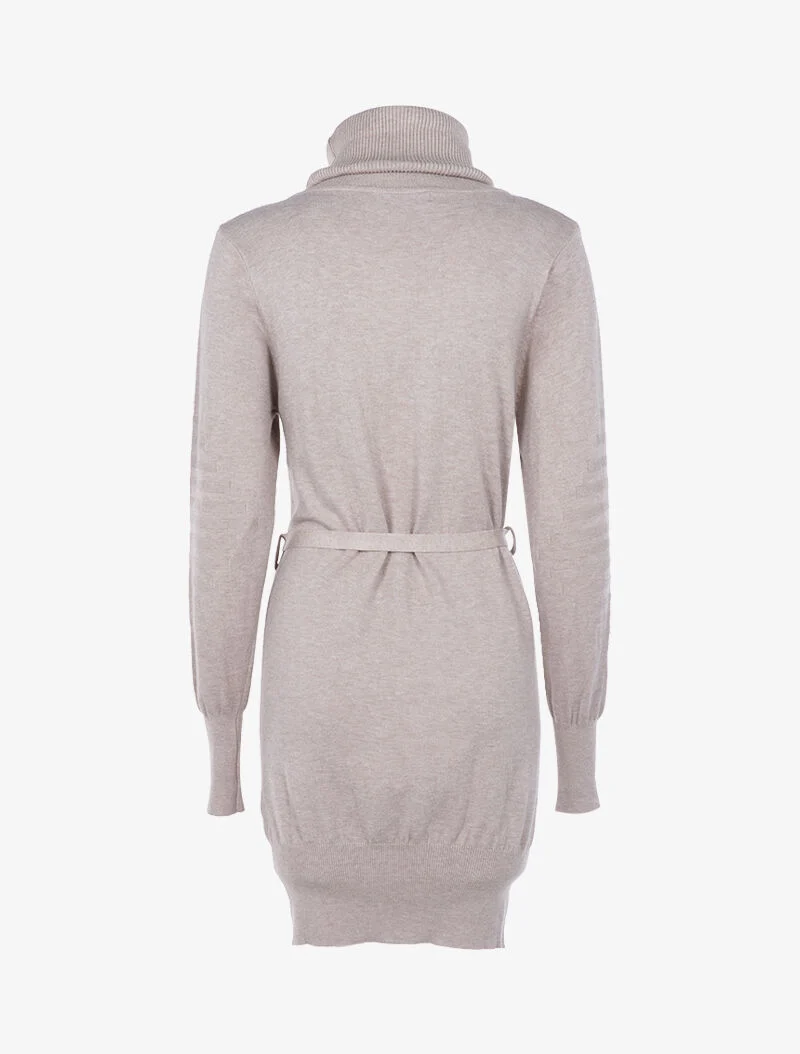 Strickkleid mit geflochtenen und gerippten Details - beige