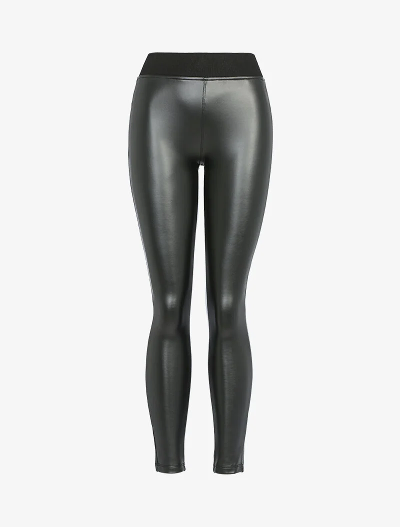 Dicke Leggings aus Kunstleder - schwarz