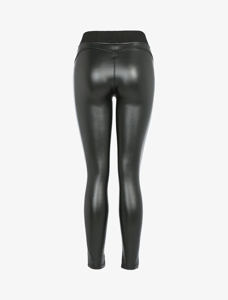 Dicke Leggings aus Kunstleder - schwarz
