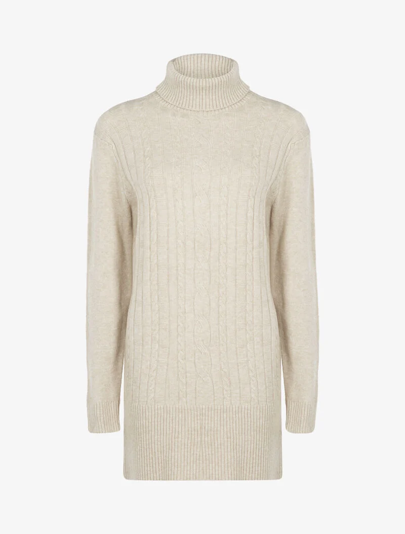 Strickkleid mit strukturierten Streifen - beige