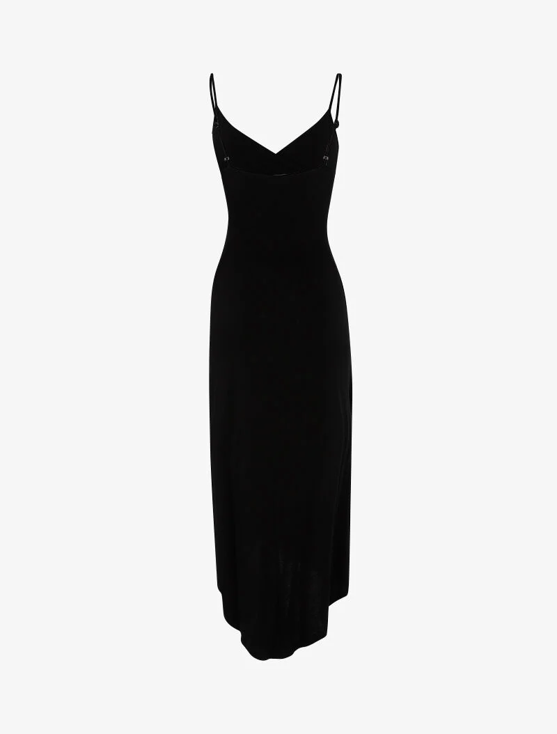 Fließendes Kleid mit asymmetrischem Saum - schwarz