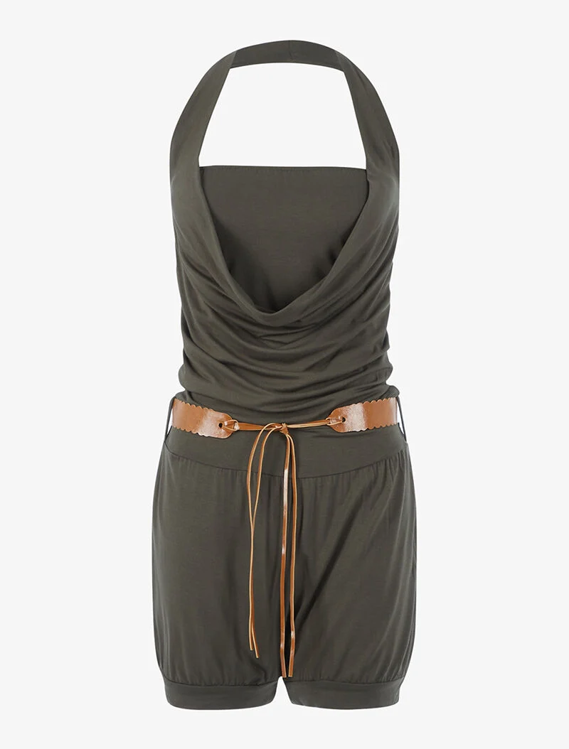 Gürtelter Jumpsuit - Kaki