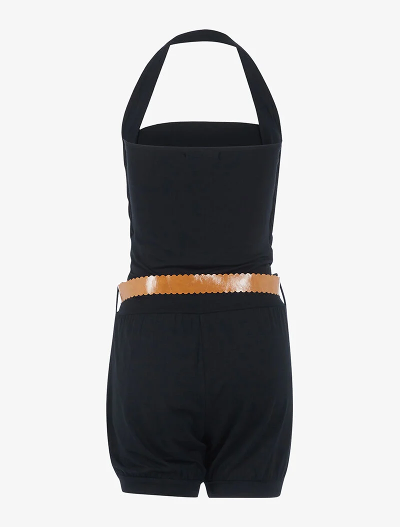 Gürtelter Jumpsuit - schwarz