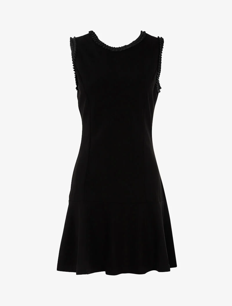 Kleid mit satinierten Einsätzen - schwarz