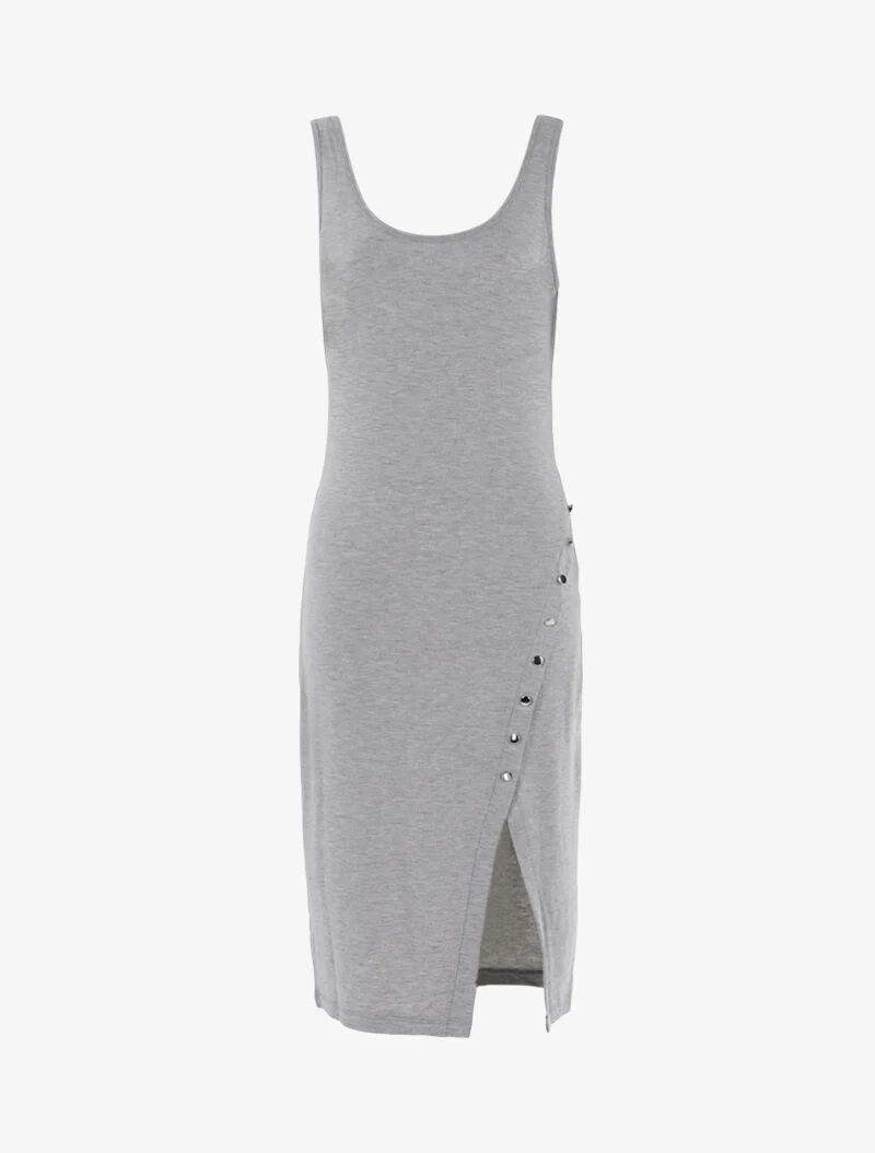 Basis-Kleid mit Knopfleiste - Hellgrau