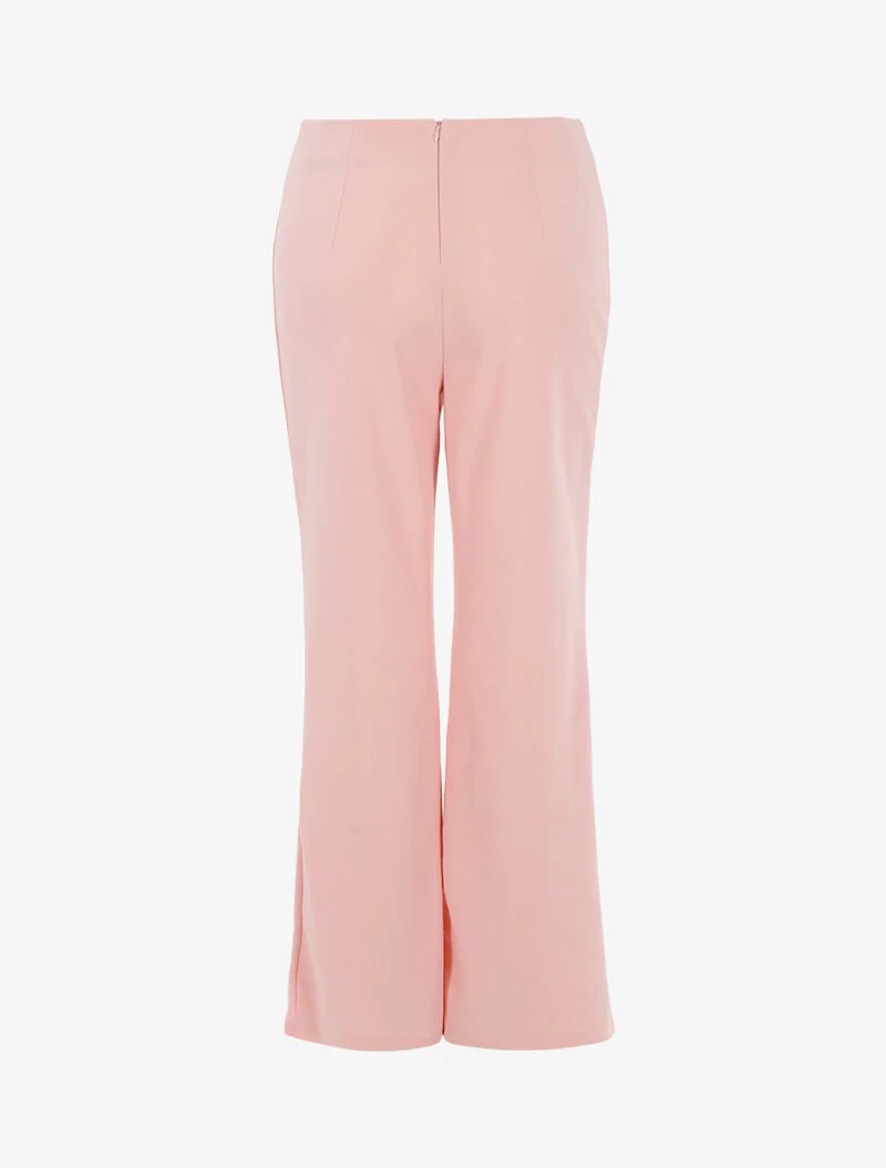 Fließende Hose mit dekorativen Knöpfen. - Rose