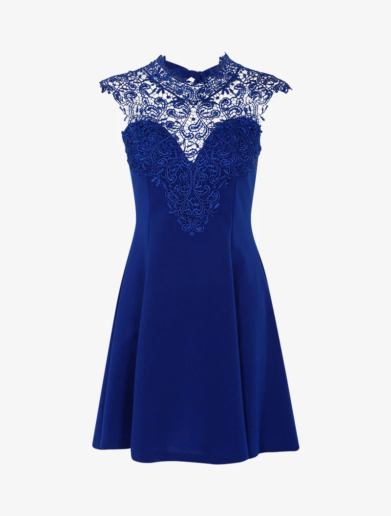 Skaterkleid mit Spitzenbrustteil - elektrisches Blau
