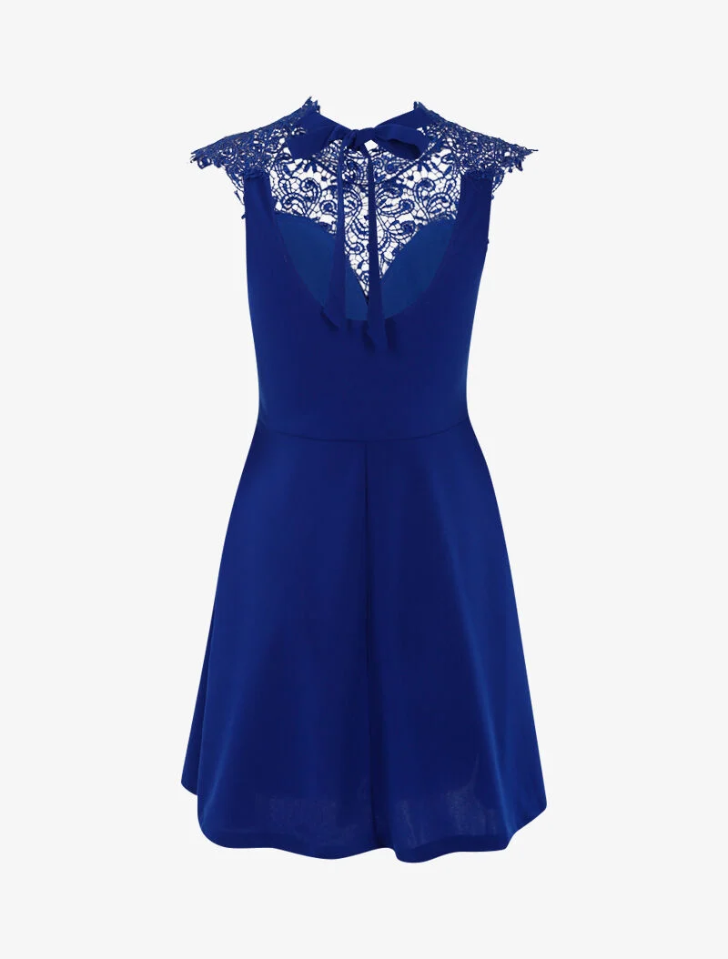 Skaterkleid mit Spitzenbrustteil - elektrisches Blau