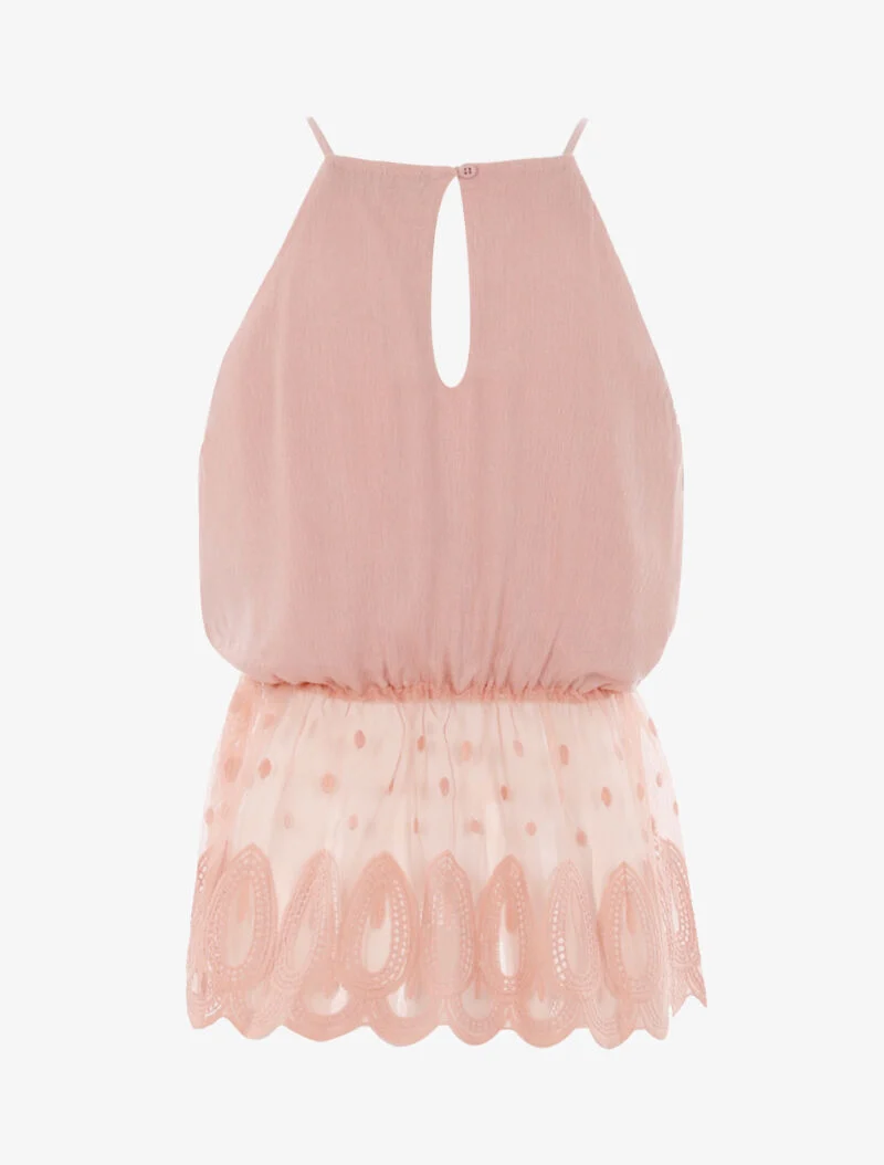 Top Kugelschnitt mit Häkel-Details - Rose