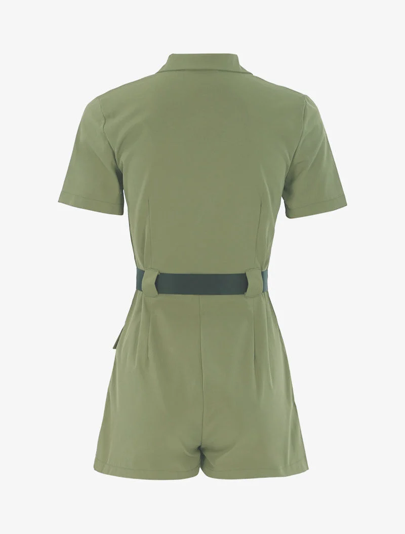 Overall-Shorts mit kontrastierenden Details - Kaki