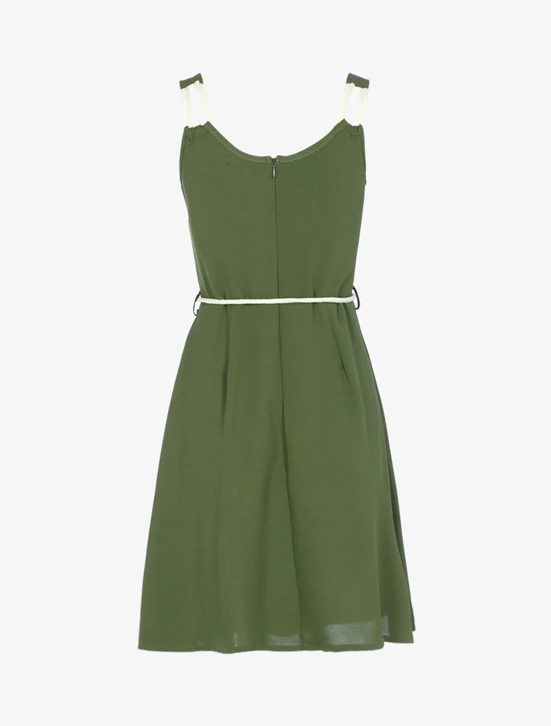 Kleid mit Trägern im Kordelstil - Kaki