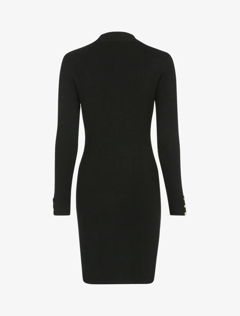 Strickkleid mit kontrastierenden Knöpfen - schwarz