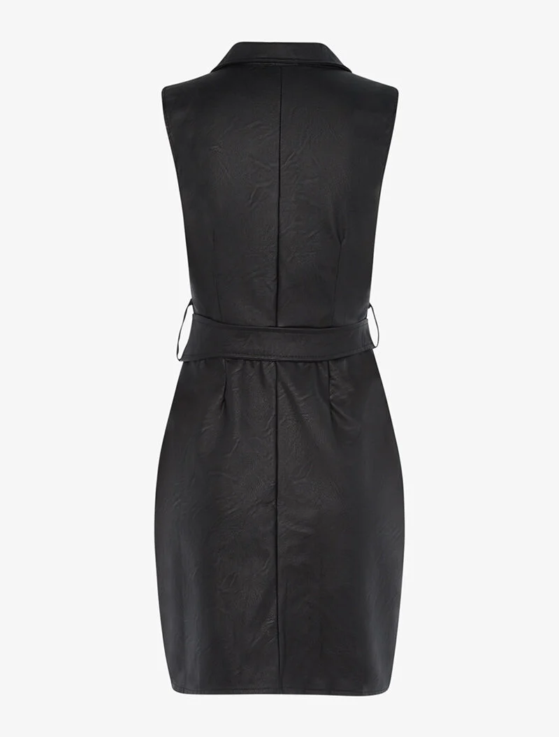 Reißverschlusskleid aus Kunstleder - schwarz
