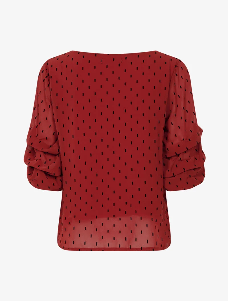 Bluse aus feinem Voile mit grafischen Punkten - Ocker