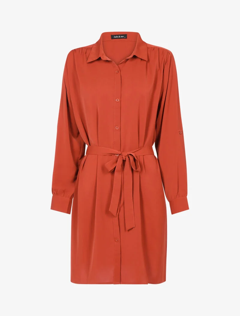 Einfarbiges Hemdkleid - Ziegelstein