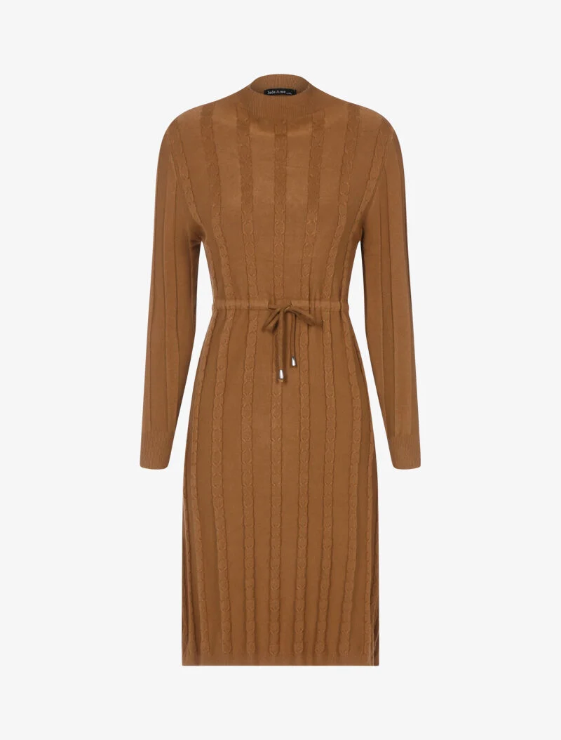 Kleid mit Kordelzug - braun