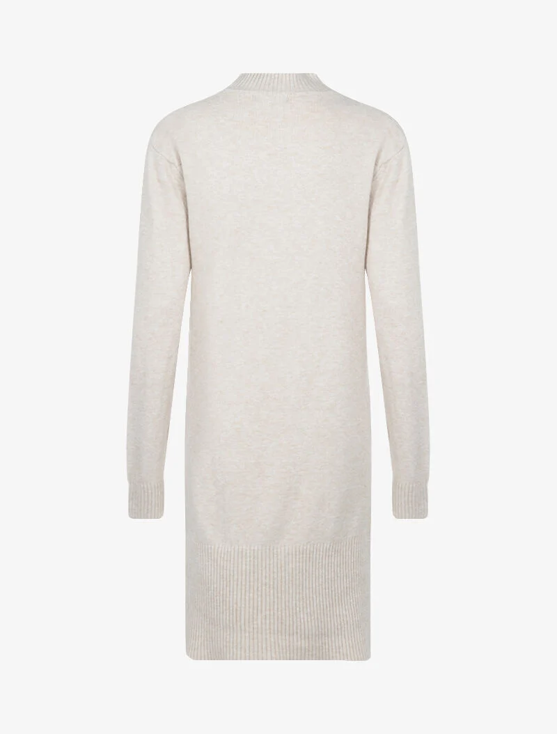 Pulloverkleid mit verschlungenen Streifen - beige