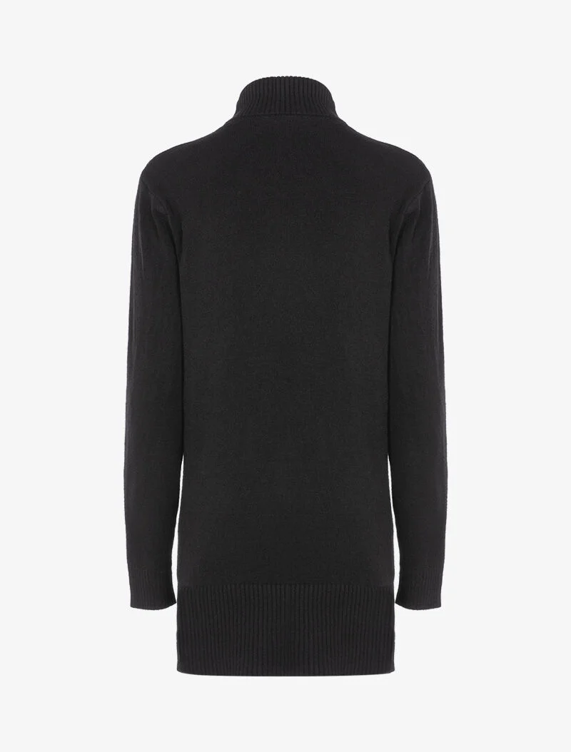 Strickkleid mit strukturierten Streifen - schwarz