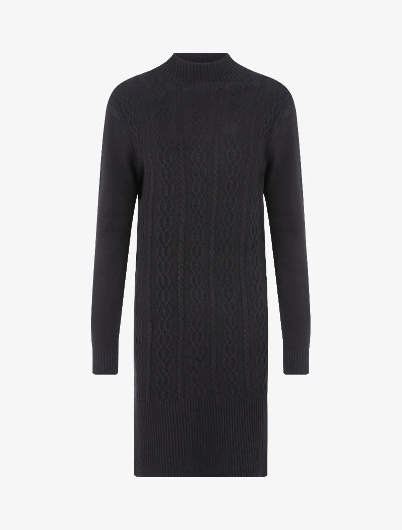 Pulloverkleid mit verschlungenen Streifen - schwarz