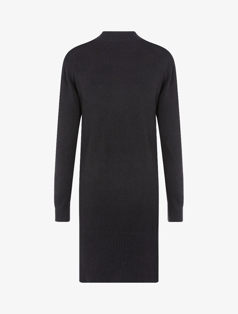 Pulloverkleid mit verschlungenen Streifen - schwarz