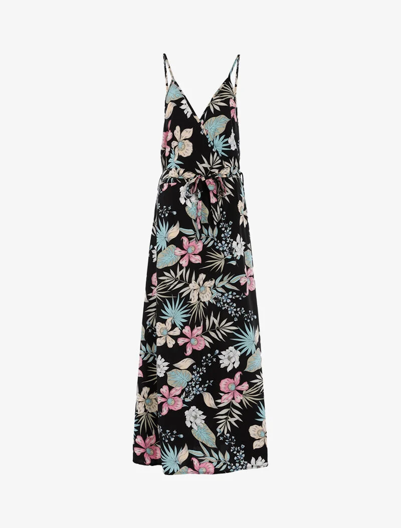 Wickelkleid mit Blumenmuster - schwarz