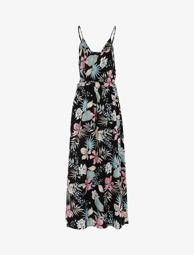 Wickelkleid mit Blumenmuster - schwarz