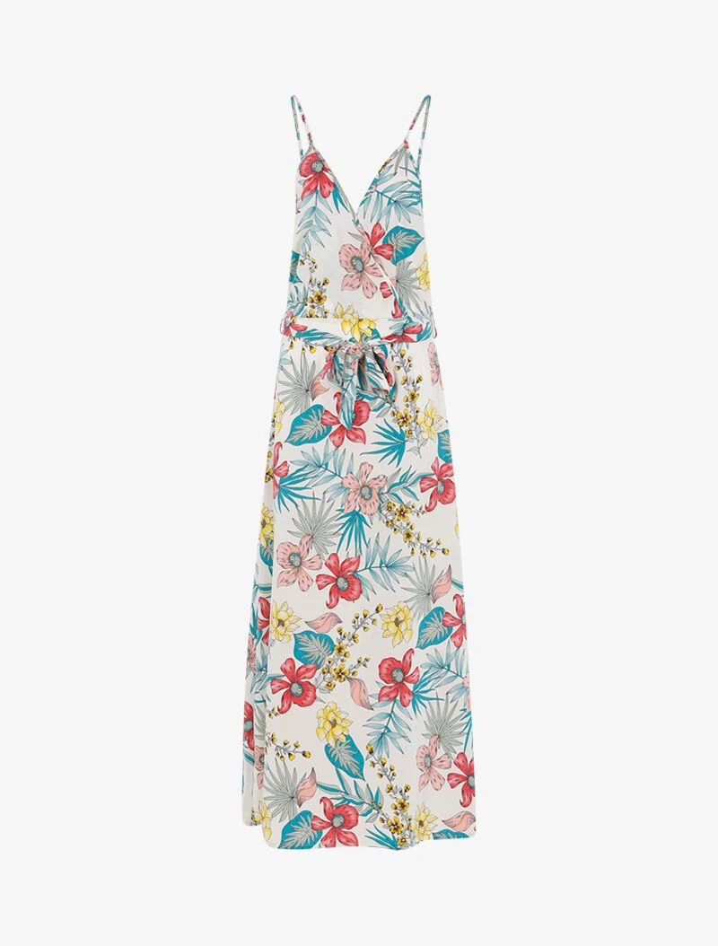 Wickelkleid mit Blumenmuster - ecru - Ecru