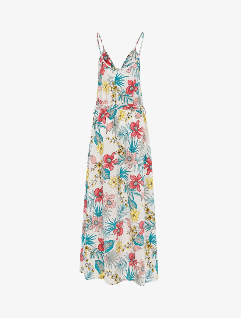 Wickelkleid mit Blumenmuster - ecru - Ecru