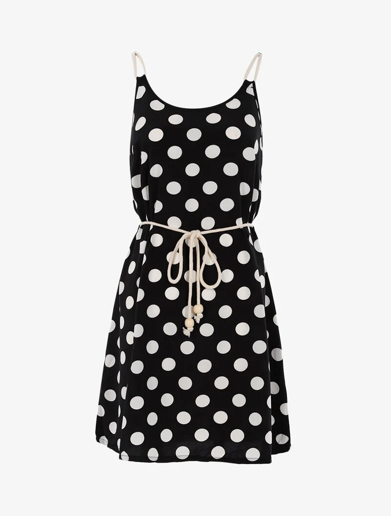 Trapezkleid mit Punkten - schwarz
