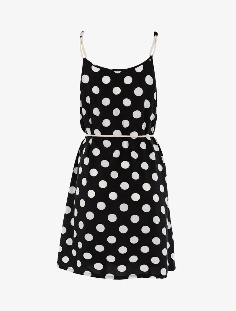 Trapezkleid mit Punkten - schwarz