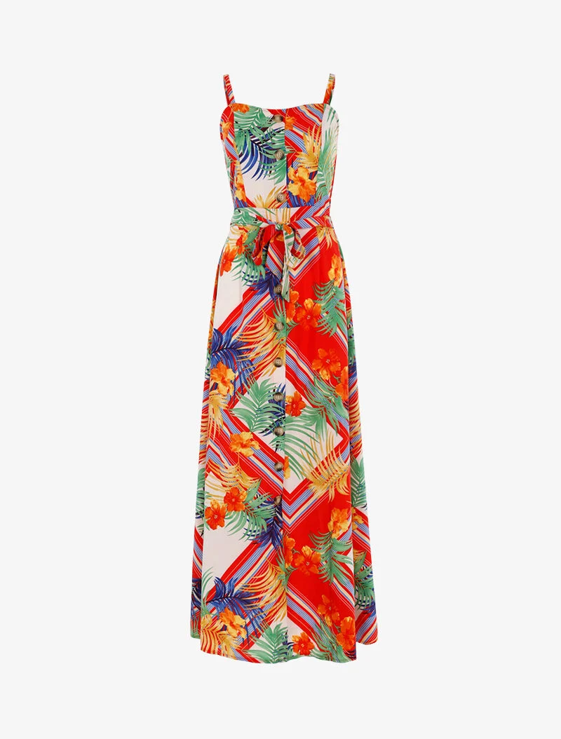 Kleid mit Blatt- und Blumenmuster - Ecru - Ecru