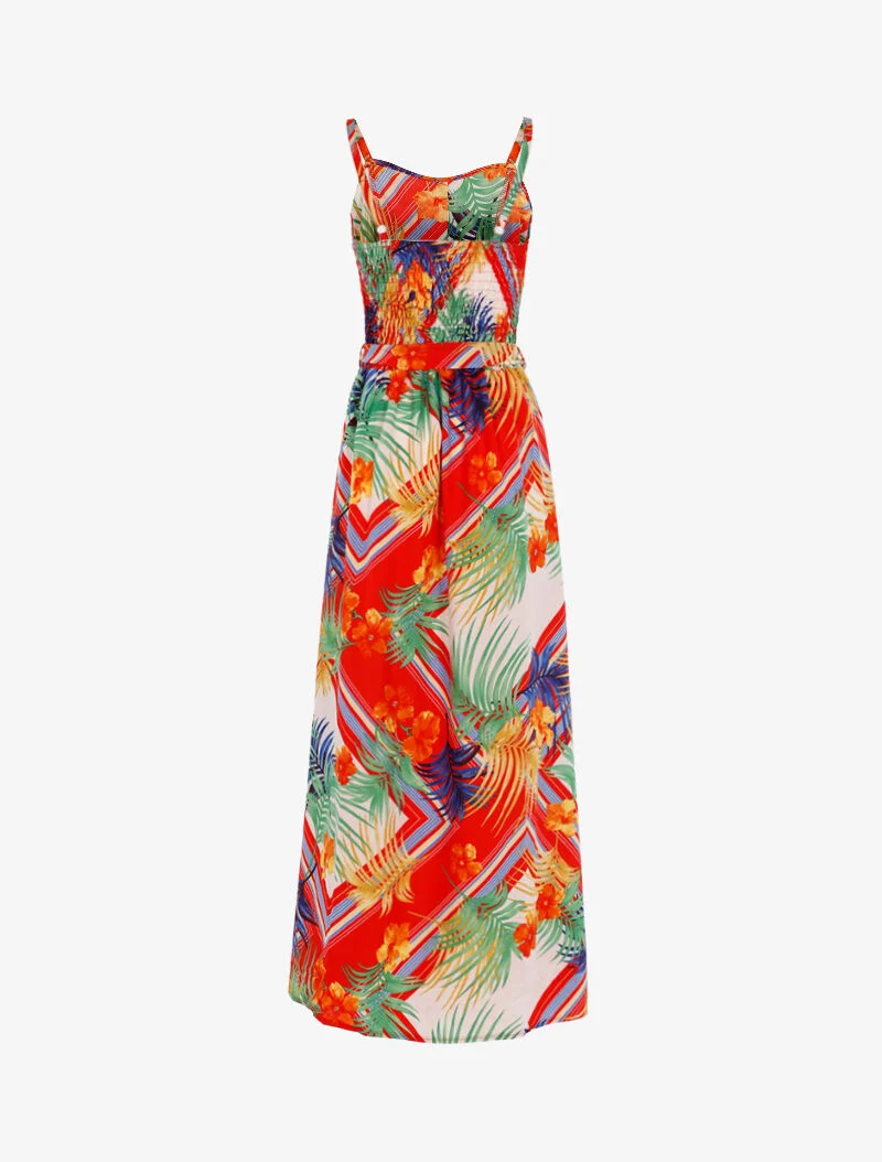 Kleid mit Blatt- und Blumenmuster - Ecru - Ecru