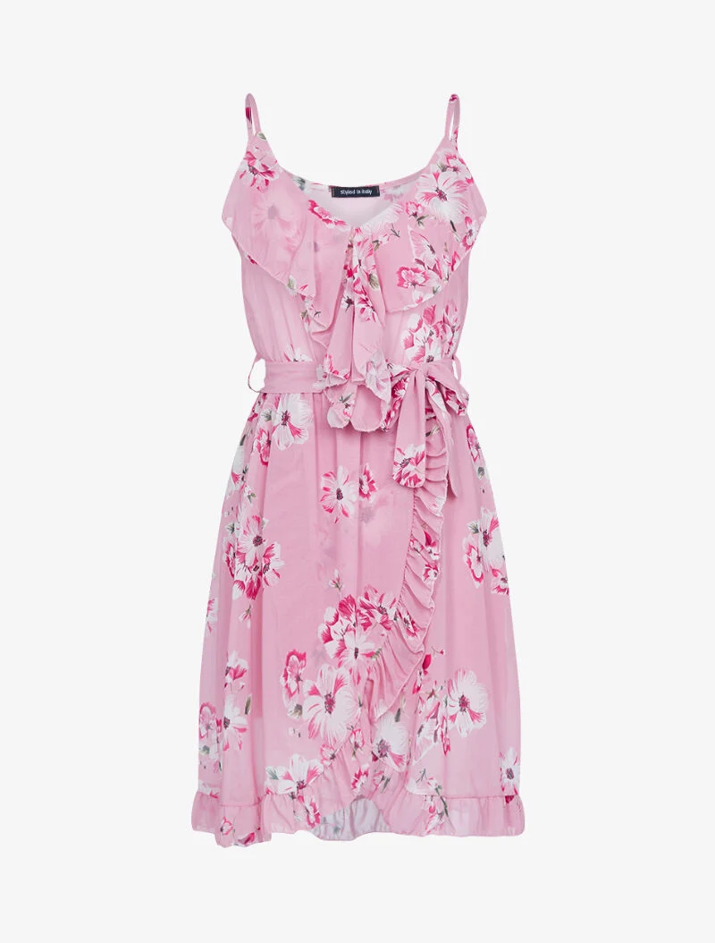 Wickelkleid mit Blumenmuster - Rose